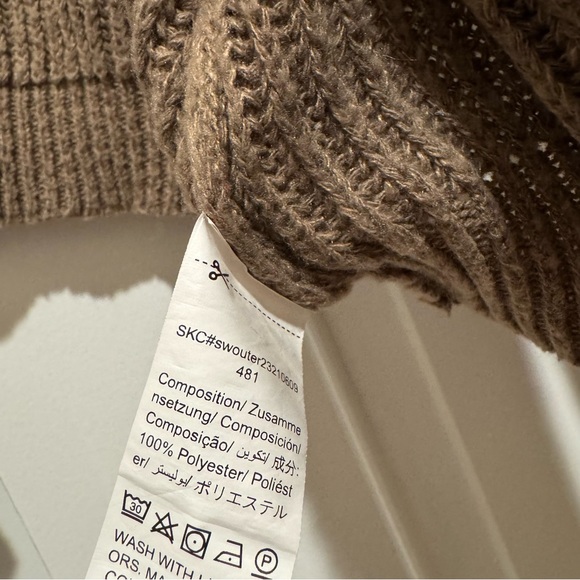 Women’s chunky knit sweater brown cardigan / size Large - Picture 6 of 7